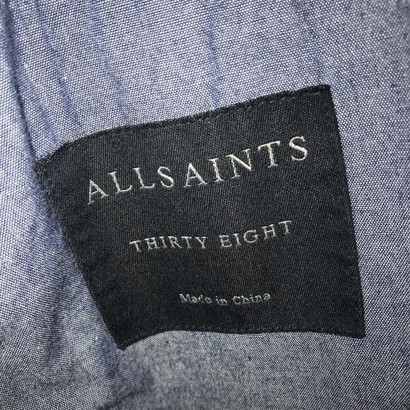AllSaints Thirty Eight Renfield Jacket Fits Small Chambray Denim Like Buttons - Picture 2 of 11